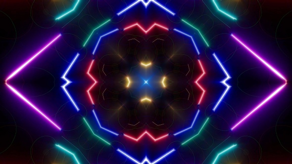 Multi Colored Light Beam Kaleidoscope Vj Background Loop 4K 02