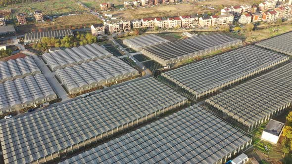 Greenhouse with Mountain village in mountain