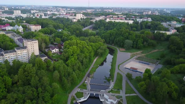 Vitba River In The City Of Vitebsk. Dam