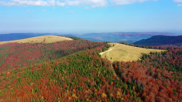 Aerial Drone Video Flying Over Carpathians Mountains, Ukraine, Europe