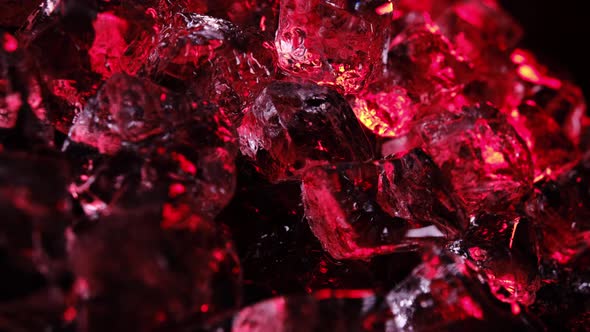 Ice Cubes with Cola Macro Shot