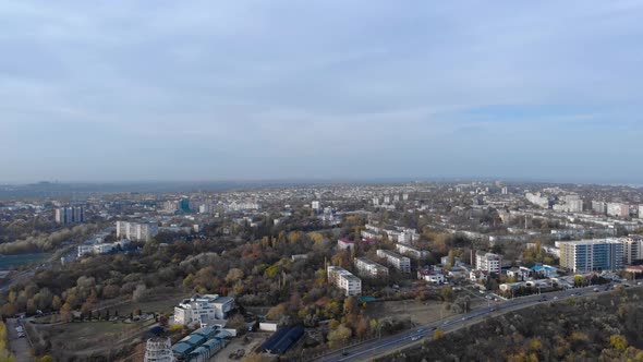 Panoramic View On The City Of Galati In Romania On A Cloudy Day