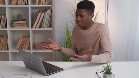 Business Conflict Meeting Problem Man Angry Laptop