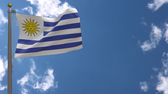Uruguay Flag On Flagpole