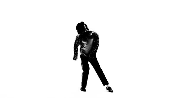 Silhouette of a Young Man Dancer Dancing on White Background