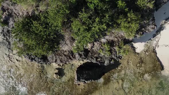 Vertical Video of the Ocean Near the Coast of Zanzibar Tanzania Aerial View