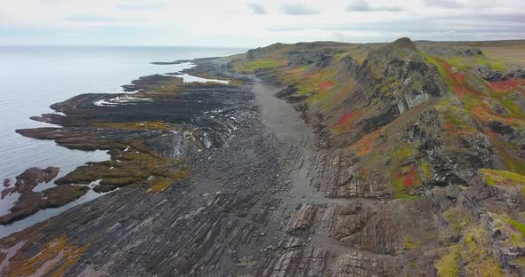 Cape Kekurskiy, Russia. Coast of the Arctic Ocean. Aerial