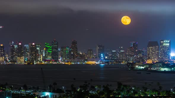 Downtown San Diego at Night Moonrise