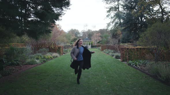 Beautiful Woman Running Towards Camera