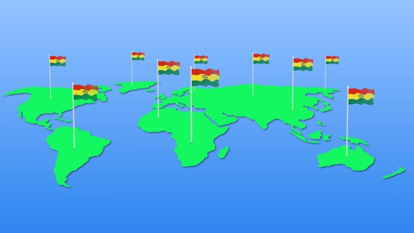Flag Of Bolivia Around The World Flying Wave Animation