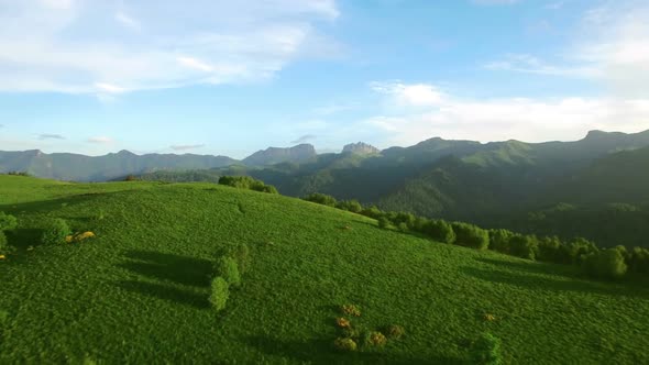 Aerial View Above Mountain Acheshbok In Caucasus