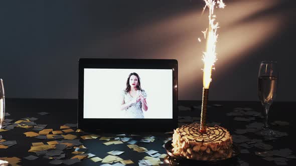 Video Toast Online Birthday Woman Tablet with Cake