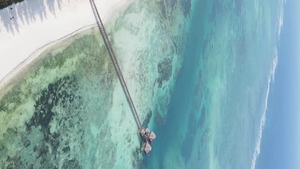 Zanzibar Tanzania  Vertical Video House on Stilts in the Ocean on the Coast Slow Motion