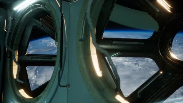 Cockpit View From International Space Station Operating Nearby of Planet Earth alt
