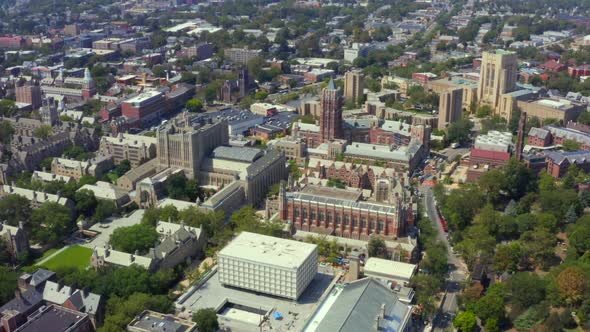 Aerial of Yale University and downtown New Haven