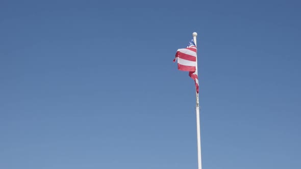 Slow motion United States of America symbol on flag pole floating on wind 1920X1080 HD footage - Ame