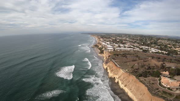 Del Mar North Beach Flying Across Bluffs Towards Solana Beach California Usa