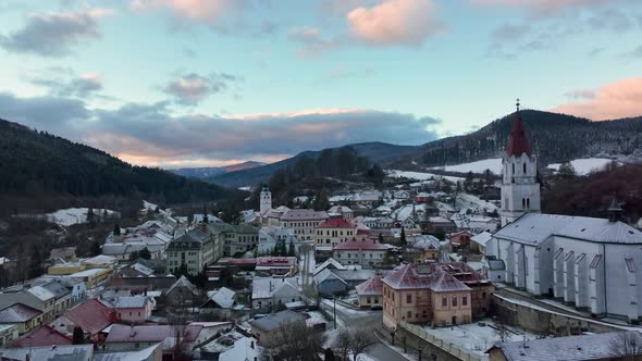 Aerial view of the town of Gelnica in Slovakia