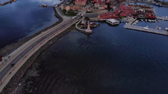 Scenic View Of The Ancient City Of Nessebar On The Black Sea Coast Of Bulgaria - aerial