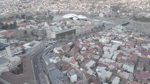 Aerial view of Baratashvili Street in the centre of Tbilisi. Georgia