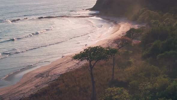 White sandy beach near Nosara, Guanacaste Province, Costa Rica. Aerial drone view