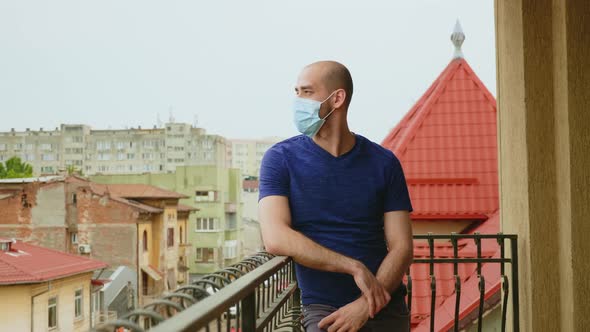 Depressed Man with Protection Mask