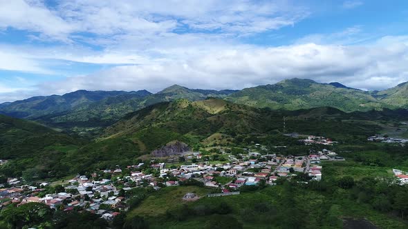 Aerial shot of a small city in Olancho, Honduras, Central America.