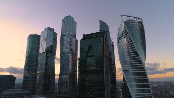 Business Center Moscow City. Aerial, Dron Shoot.