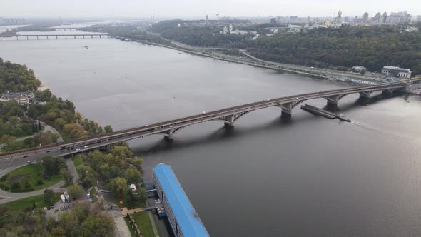 The Main River of Ukraine - Dnipro Near Kyiv. Slow Motion