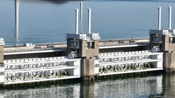 The Oosterscheldekering is a Flood Defense System in the Netherlands Part of the Delta Works in the