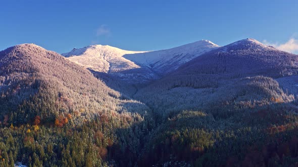 Picturesque Mountain Landscapes Near the Village of Dzembronya in Ukraine in the Carpathians