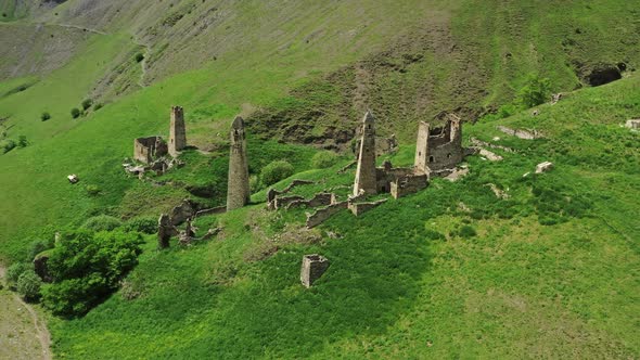 Medieval Tower Complex in Mountains