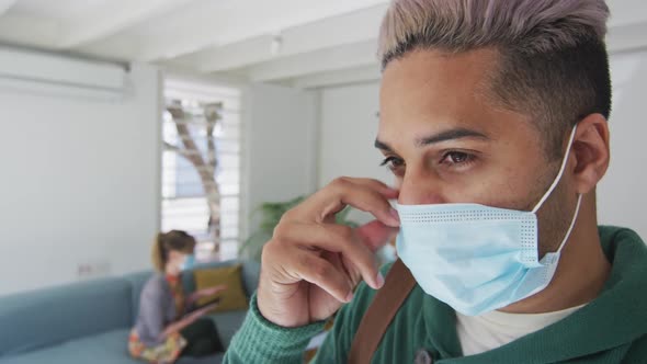 Man wearing face mask at office