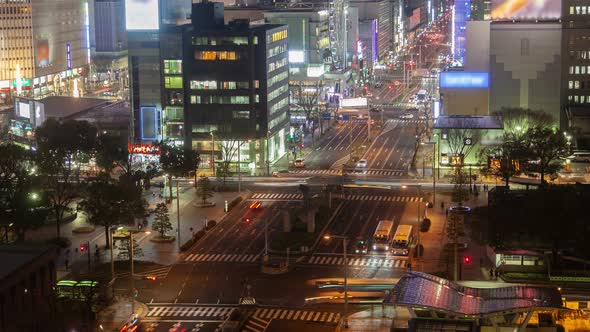 Nagoya Cityscape Traffic Stream Japan Timelapse