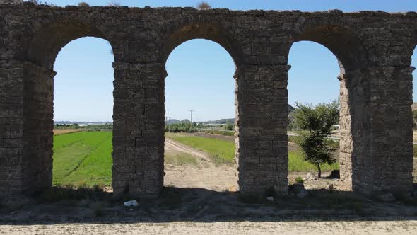 Wiew Flowing Backwards Through Aqueduct Columns