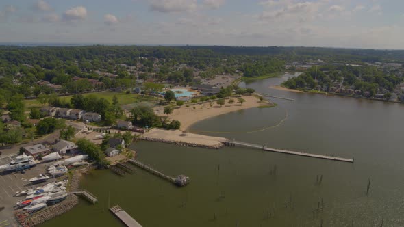 Aerial View of Manhasset Bay Pier and Port Washington Long Island