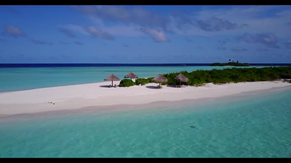 Aerial flying over abstract of paradise sea view beach trip by clear water with white sand backgroun