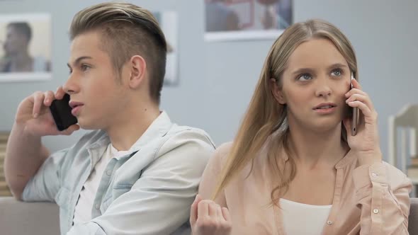 Boyfriend and Girlfriend Talking Each Other by Mobiles, Modern Technology Harm