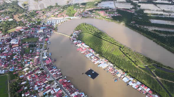 Aerial view Kuala Kurau town in sunny day