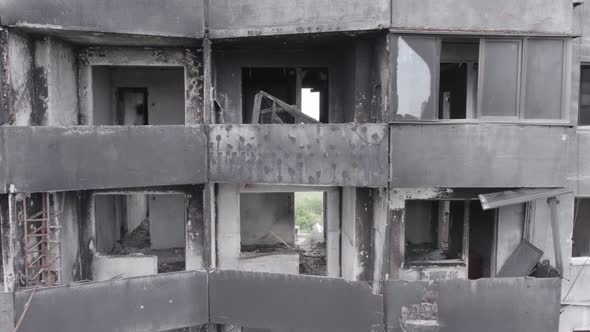 Borodyanka Ukraine  a Destroyed Building During the War Bucha District