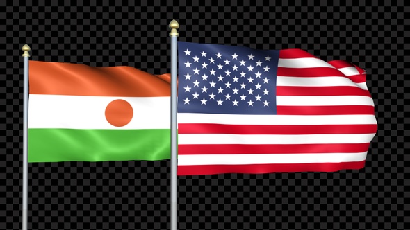 Niger And United States Two Countries Flags Waving