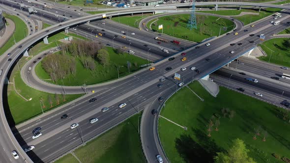 Freeway Intersection Traffic Trails in Moscow