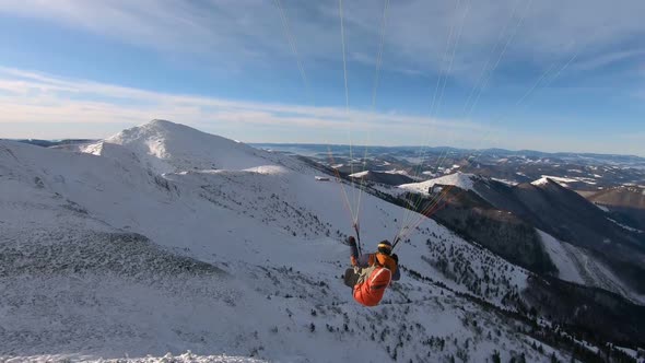 Paragliding Fly High above Winter Mountains Freedom Adrenaline Adventure