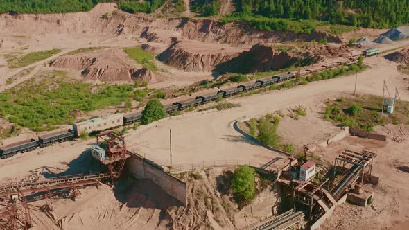 Aerial View Sand Quarry Industrial Extraction of Sand for Construction Industry