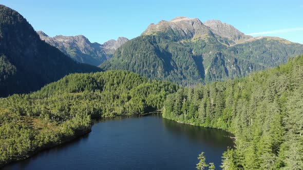 Aerial view of Beaver Lake, Tongass National Forest, Baranof Island, Alaska