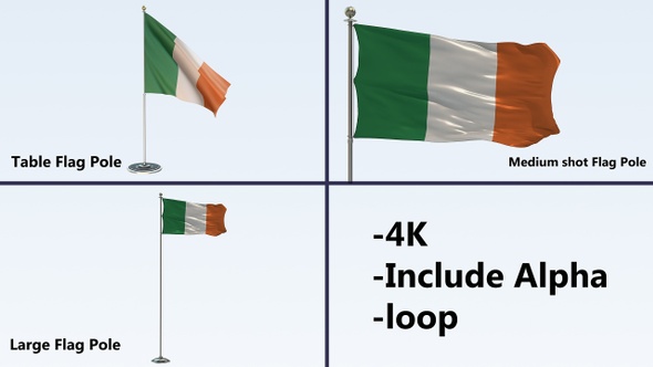 Ireland Flag Pole Pack 4k-Loop