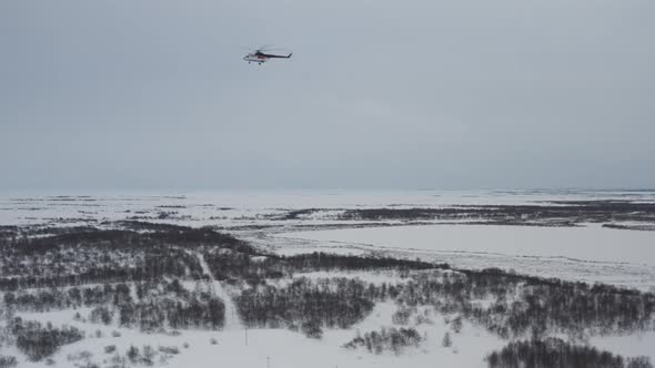 A Modern Helicopter Flies to the Arctic