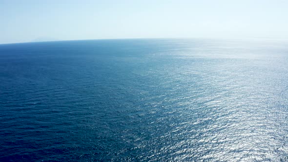 Drone Flying Over Beautiful Blue Open Sea