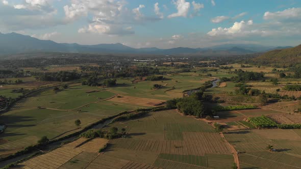 Aerial Footage of Rice Paddies in Pai Thailand