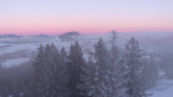 Aerial view of mountains during winter